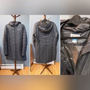 Columbia Women’s XL Long Puffer Jacket Hooded Omni-Heat Black
